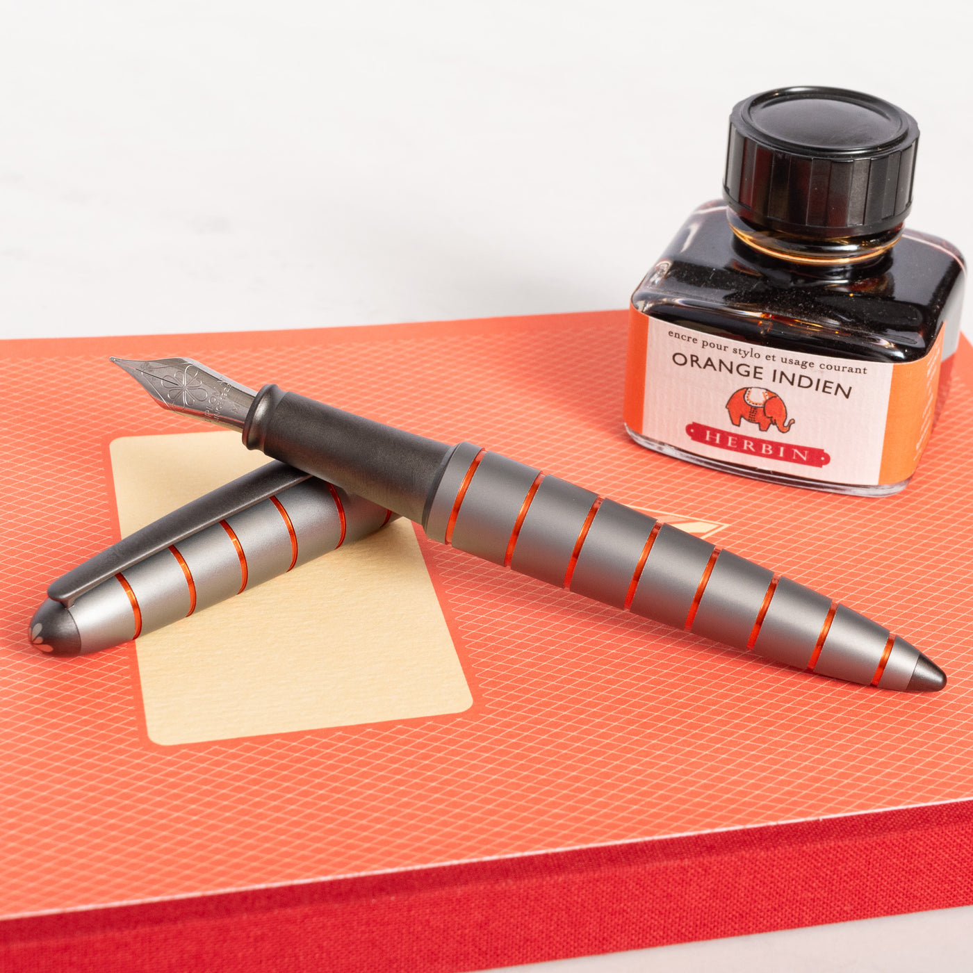 Diplomat Elox Ring Fountain Pen - Grey & Orange