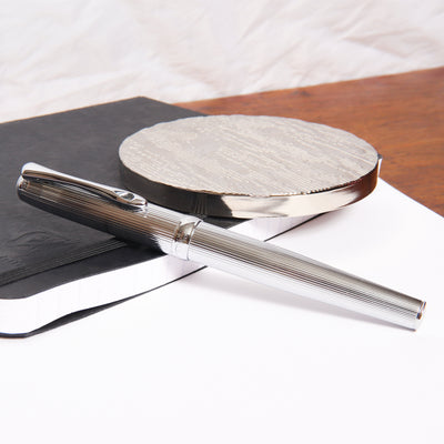 Diplomat Excellence A2 Chrome Pinstripe Pattern Fountain Pen Capped