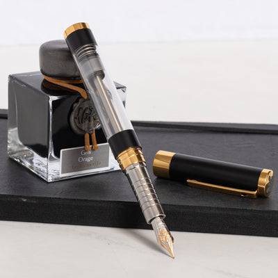 Diplomat Nexus Demo Black & Gold Fountain Pen - 14k Nib uncapped