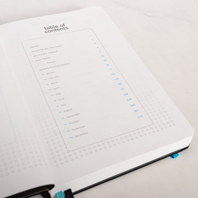 Endless Black 2024 Daily Planner table of contents