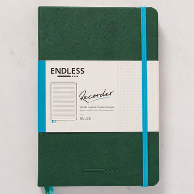 Endless Recorder Forest Canopy Green Ruled Regalia Notebook cover
