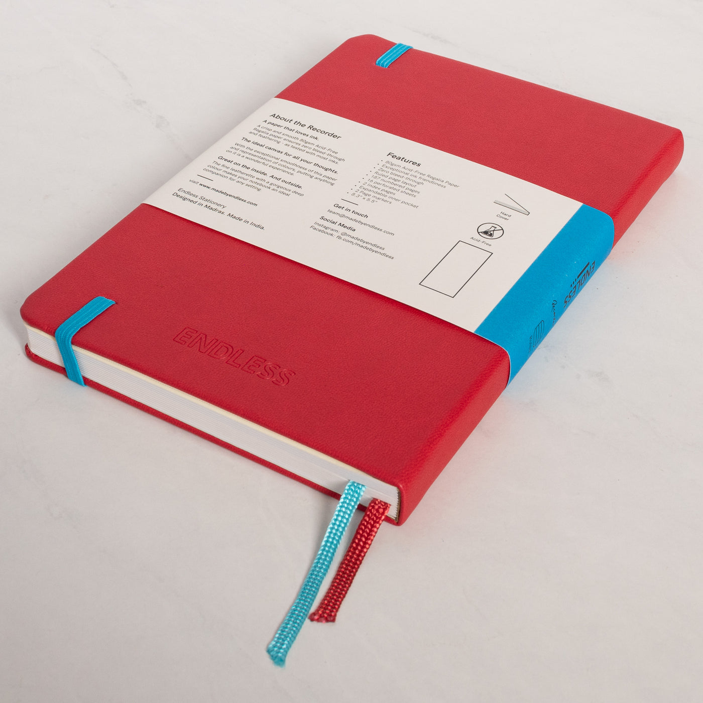 Endless Recorder Crimson Sky Red Ruled Regalia Notebook back
