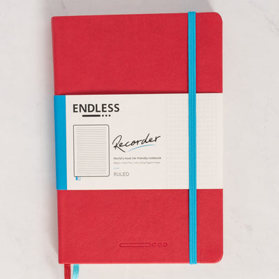 Endless Recorder Crimson Sky Red Ruled Regalia Notebook