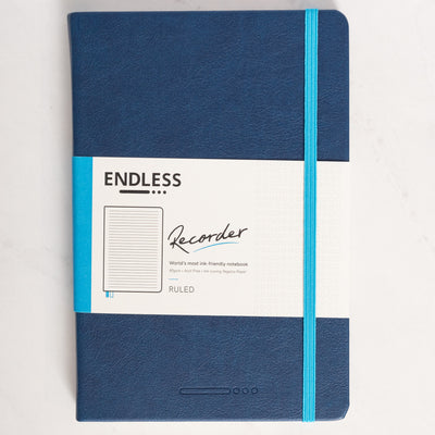 Endless Recorder Deep Ocean Blue Ruled Regalia Notebook leather