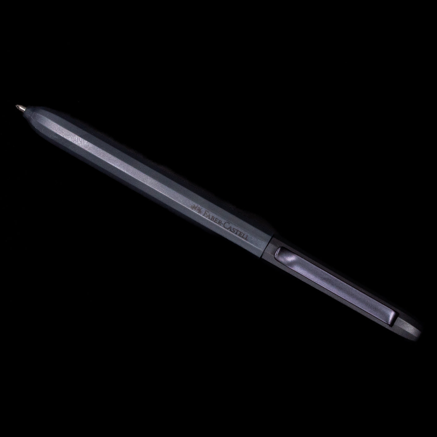 An overhead view of the Faber-Castell Avori Ballpoint Pen - Cosmic Flow activated.