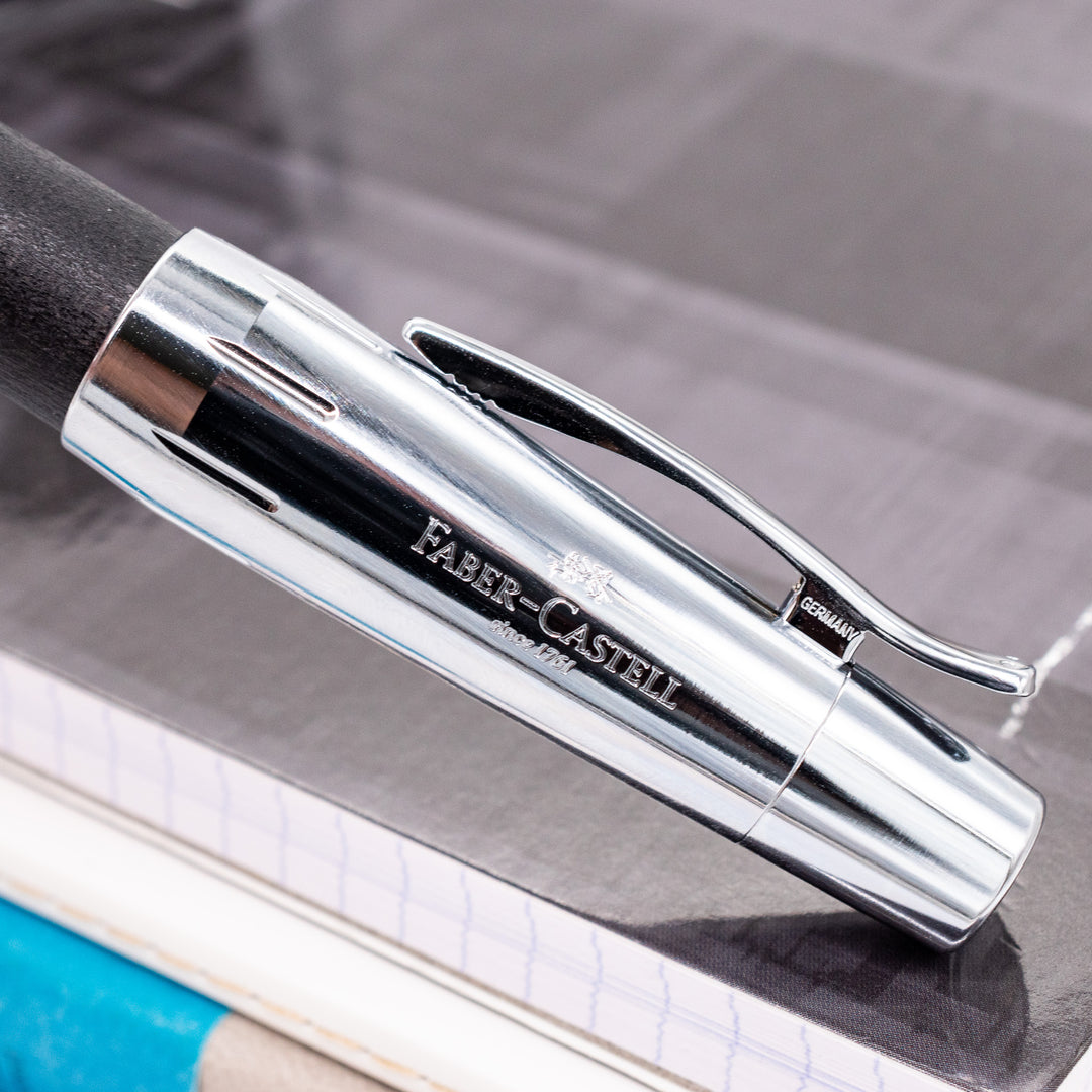 Faber-Castell E-Motion Black Wood & Chrome Fountain Pen – Truphae