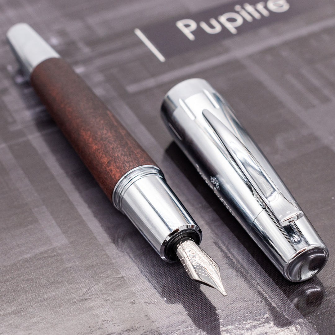 Faber-Castell E-Motion Dark Brown Wood & Chrome Fountain Pen – Truphae