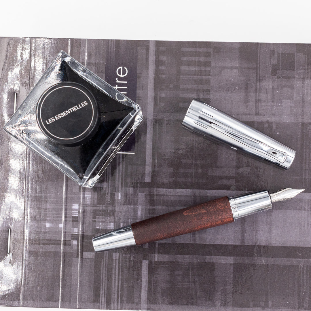 Faber-Castell E-Motion Dark Brown Wood & Chrome Fountain Pen – Truphae