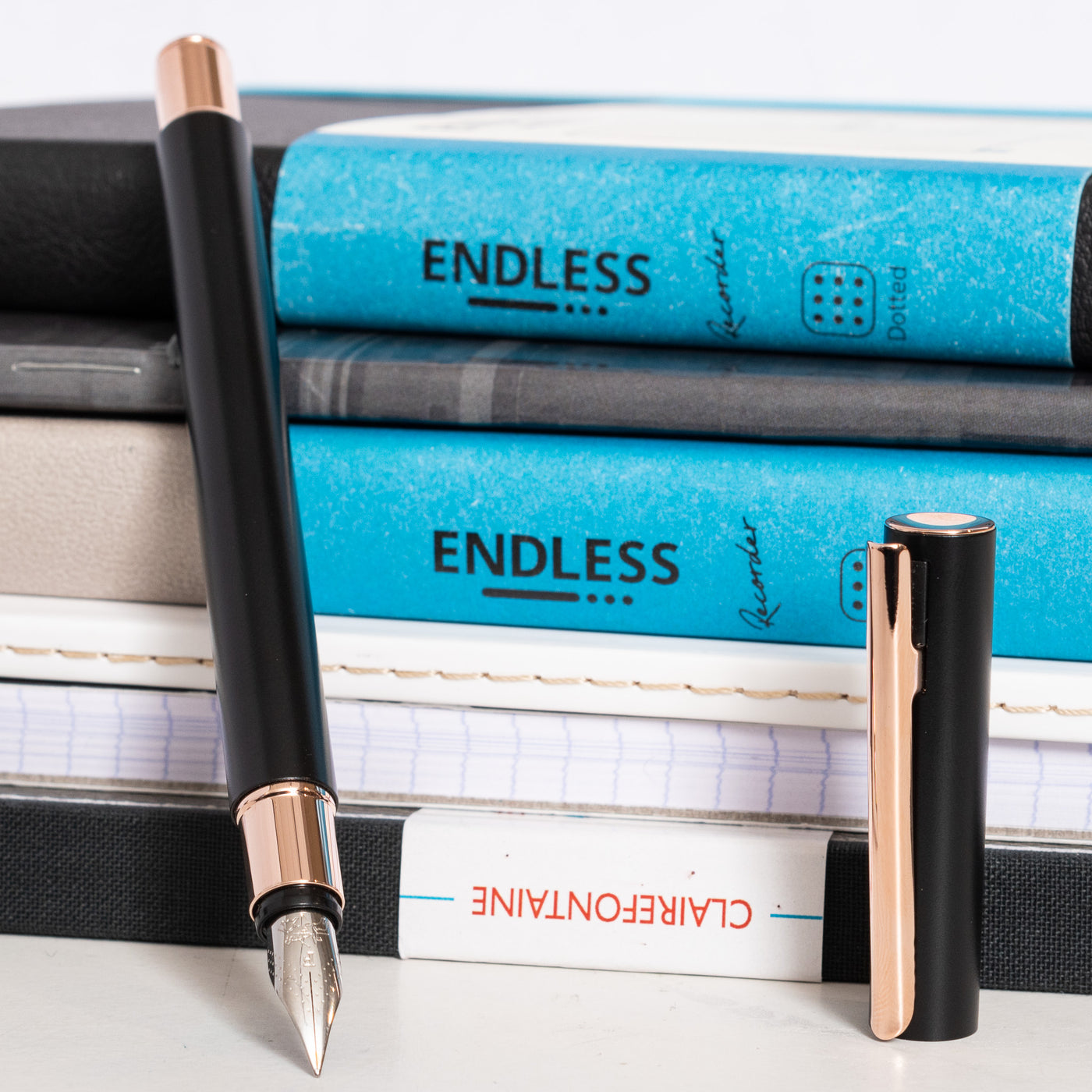 Faber-Castell NEO Slim Matte Black & Rose Gold Fountain Pen