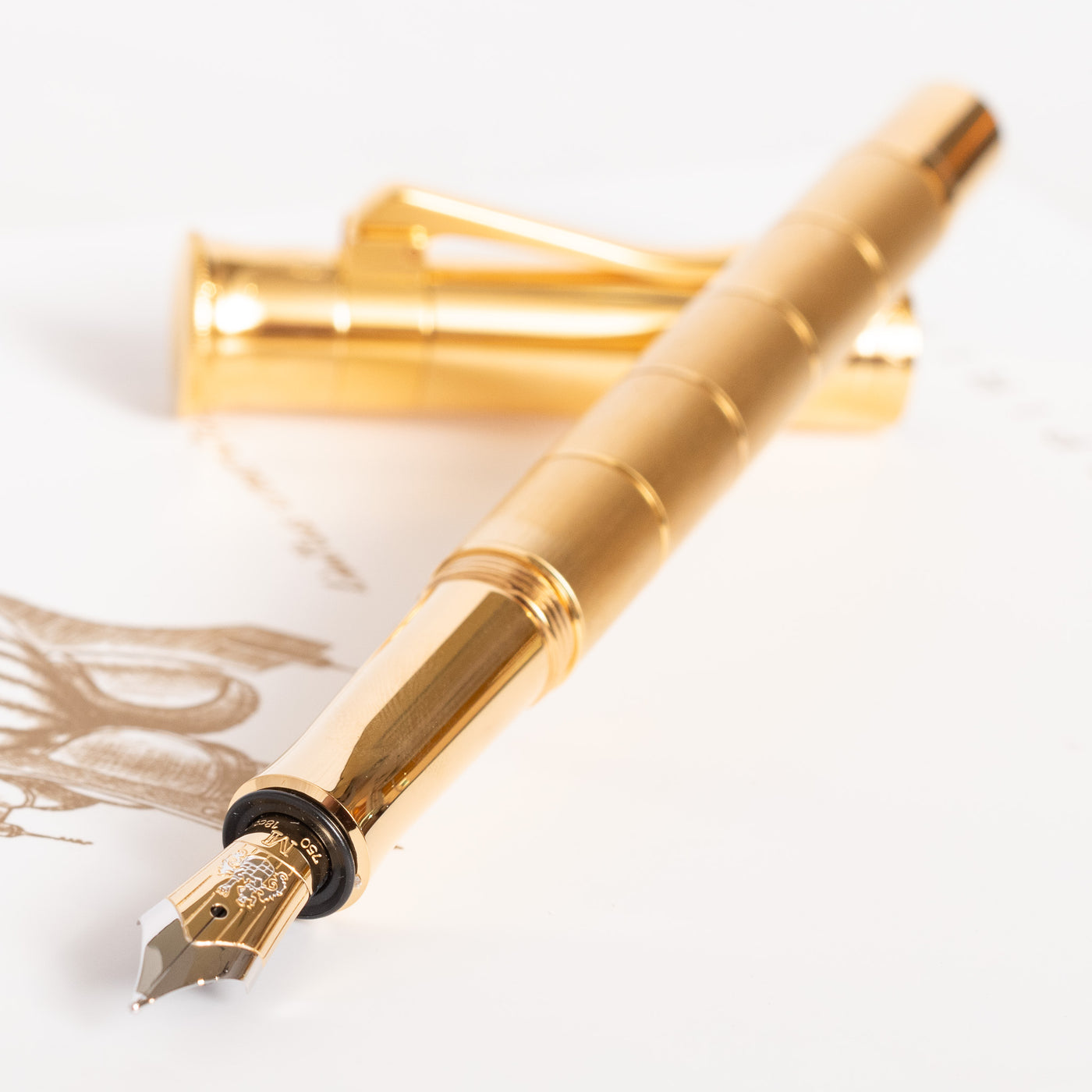 Graf von Faber-Castell Anello Gold Fountain Pen Uncapped
