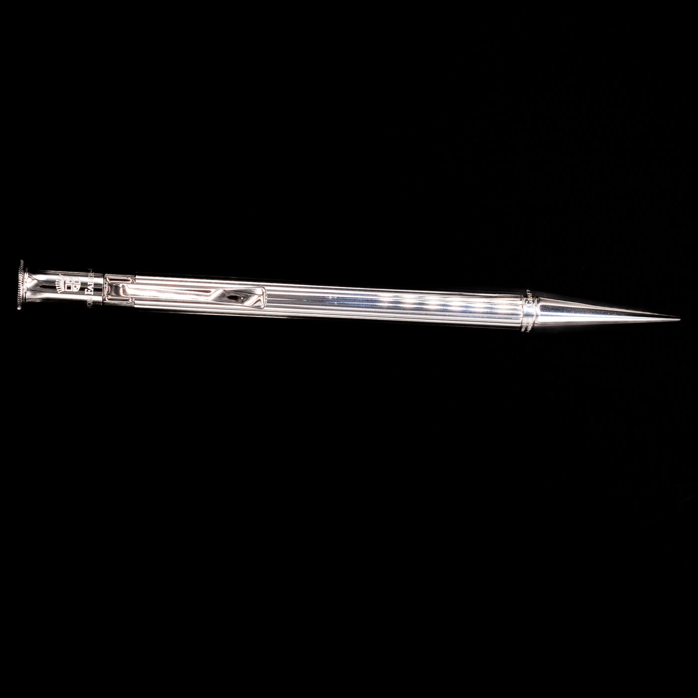 An overhead view of the Graf von Faber-Castell Classic Mechanical Pencil - Platinum Plated.