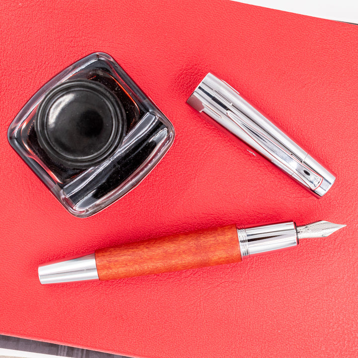 Faber-Castell E-Motion Brown Wood & Chrome Fountain Pen – Truphae