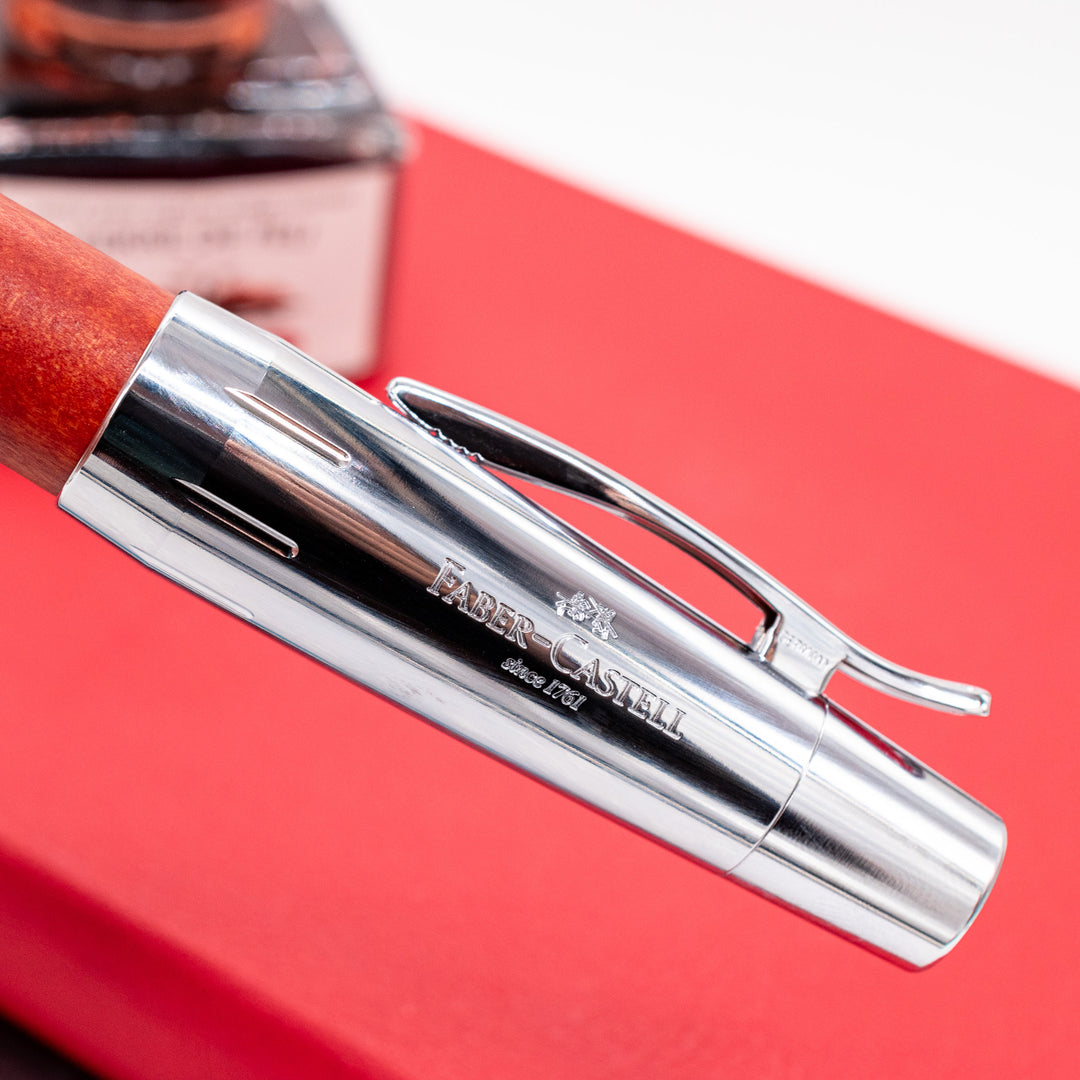 Faber-Castell E-Motion Brown Wood & Chrome Fountain Pen – Truphae