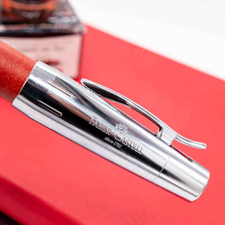 Faber-Castell E-Motion Brown Wood & Chrome Fountain Pen – Truphae