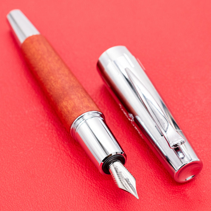 Faber-Castell E-Motion Brown Wood & Chrome Fountain Pen – Truphae