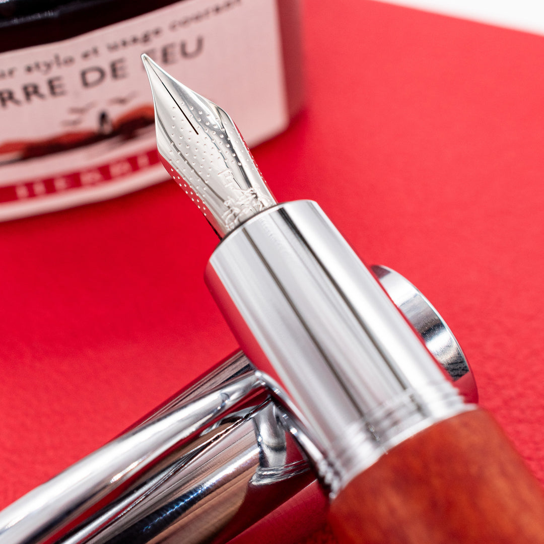 Faber-Castell E-Motion Brown Wood & Chrome Fountain Pen – Truphae