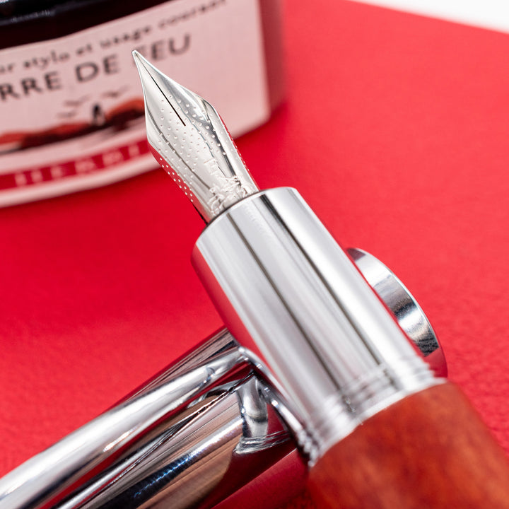 Faber-Castell E-Motion Brown Wood & Chrome Fountain Pen – Truphae