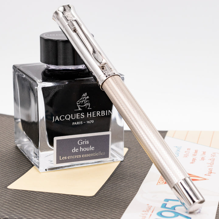 Graf von Faber-Castell Guilloche Fountain Pen - Barley Rhodium