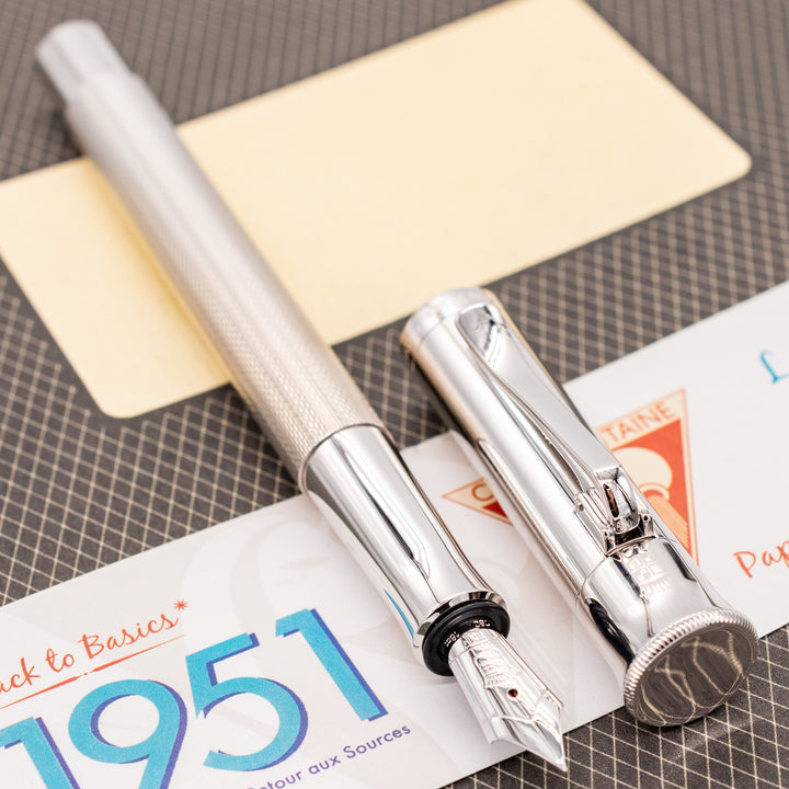 Graf von Faber-Castell Guilloche Fountain Pen - Barley Rhodium