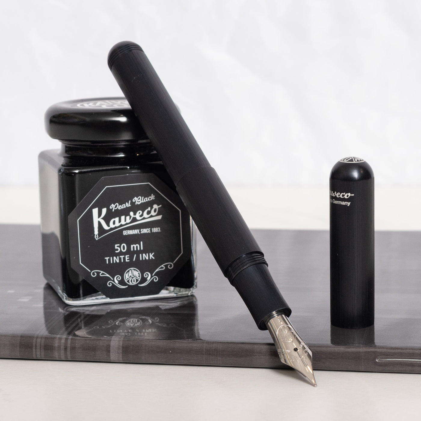 Kaweco Supra Aluminum Black Fountain Pen Uncapped