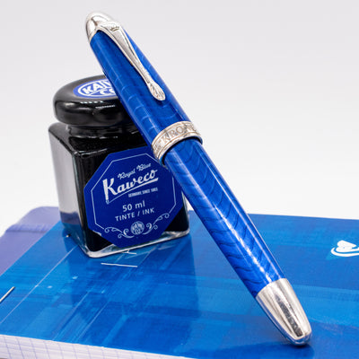 Krone Bold Blue Enamel Rollerball Pen capped