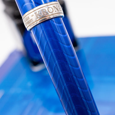 Krone Bold Blue Enamel Rollerball Pen enamel guilloche