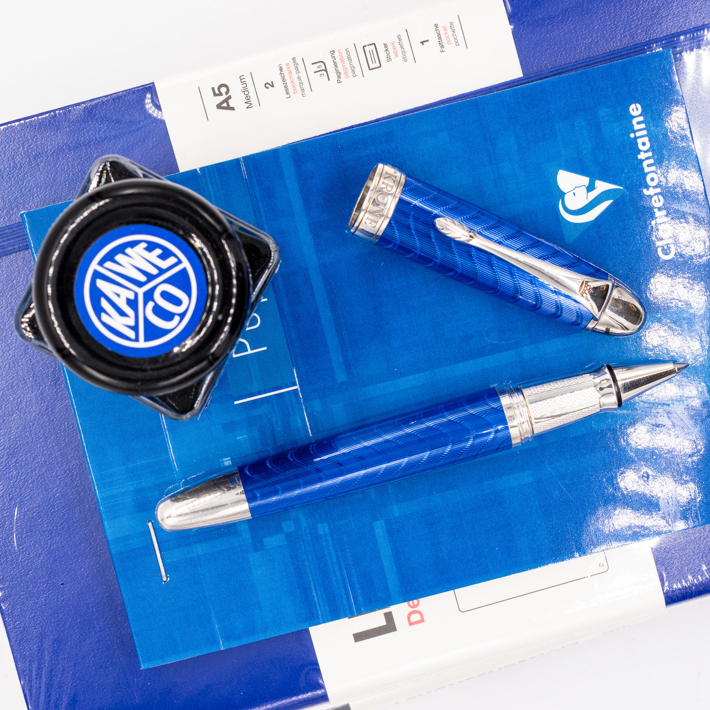 Krone Bold Blue Enamel Rollerball Pen limited edition