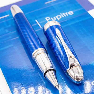 Krone Bold Blue Enamel Rollerball Pen sterling silver