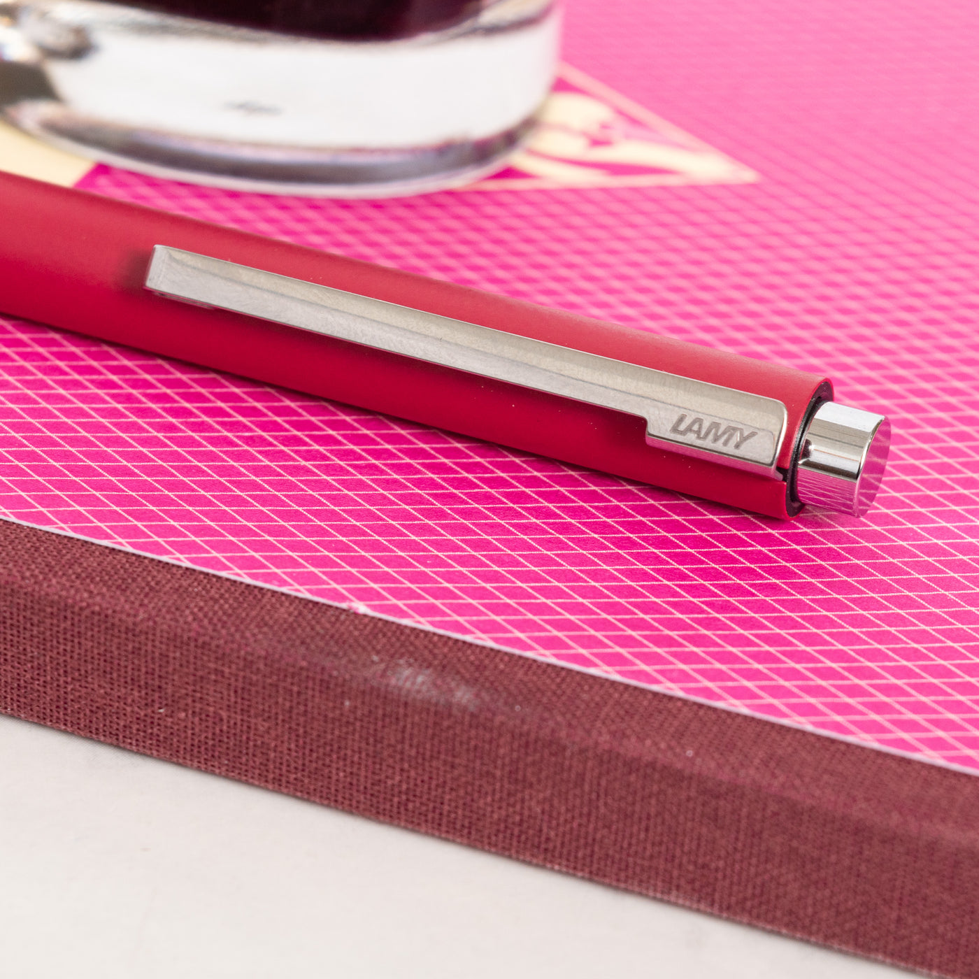 LAMY Econ Raspberry Matte Ballpoint Pen chrome trim