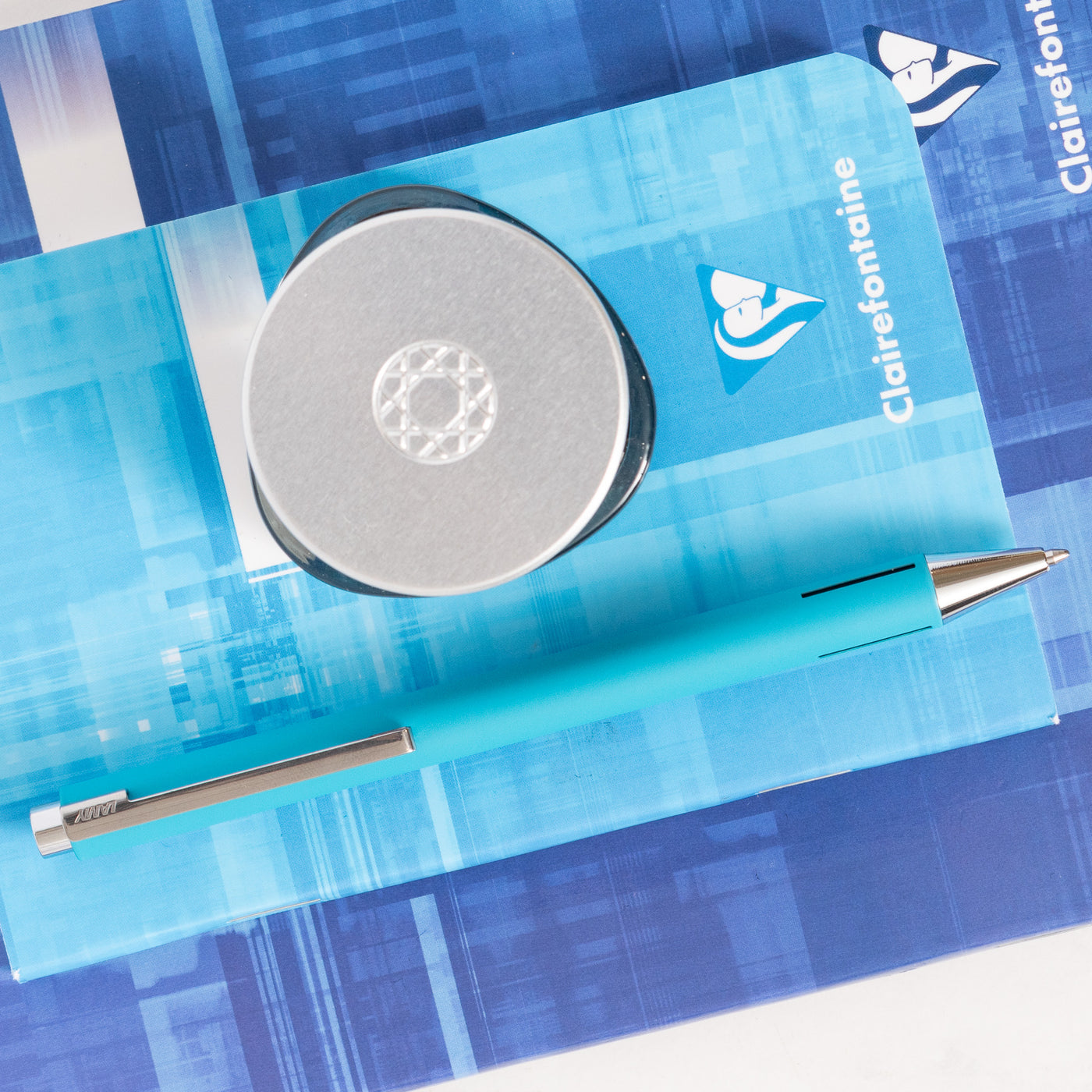 LAMY Econ Sea Matte Blue Ballpoint Pen chrome trim