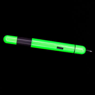 An overhead view of the LAMY Pico Ballpoint Pen - Neon Green opened up.