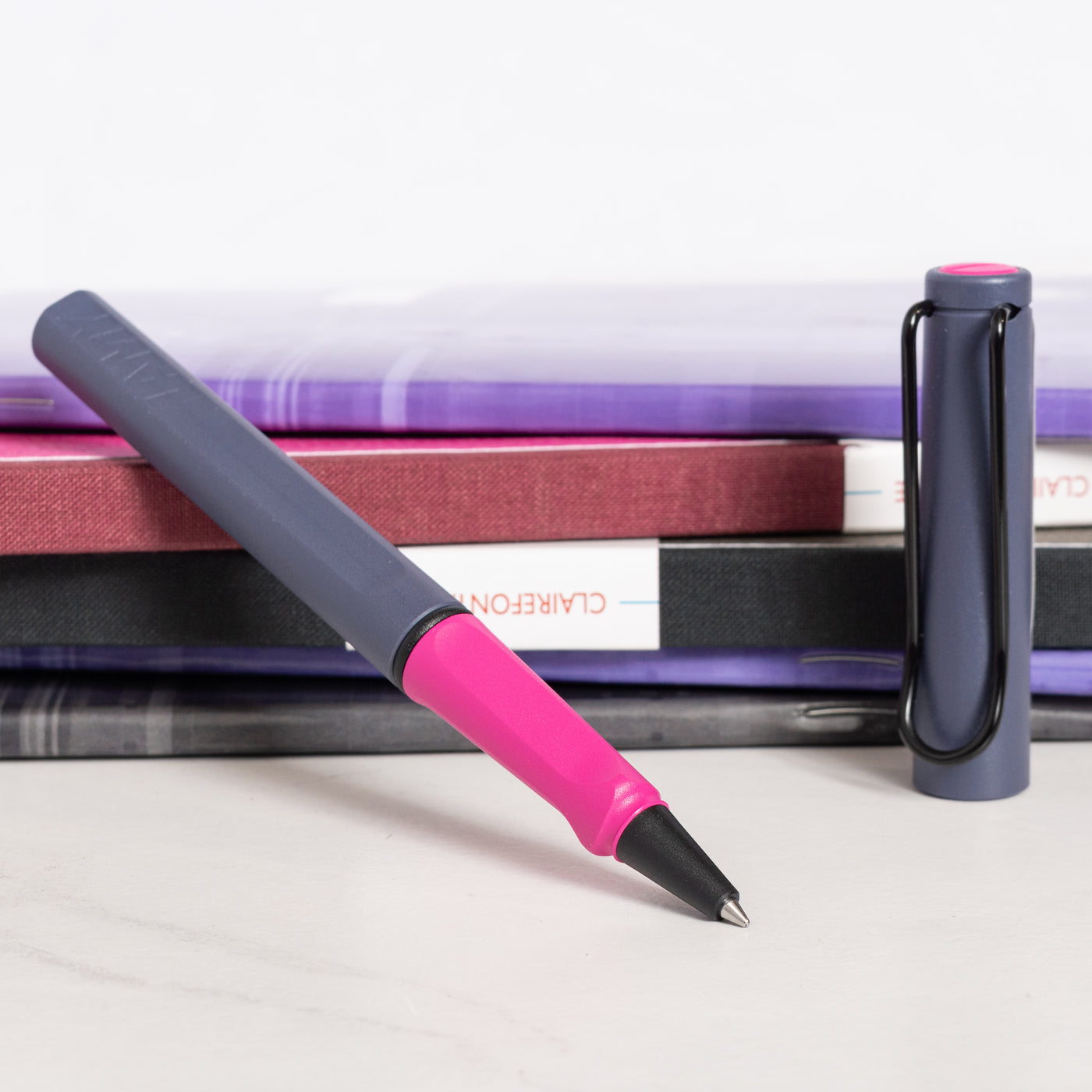 LAMY Safari 2024 Special Edition Pink Cliff Rollerball Pen uncapped