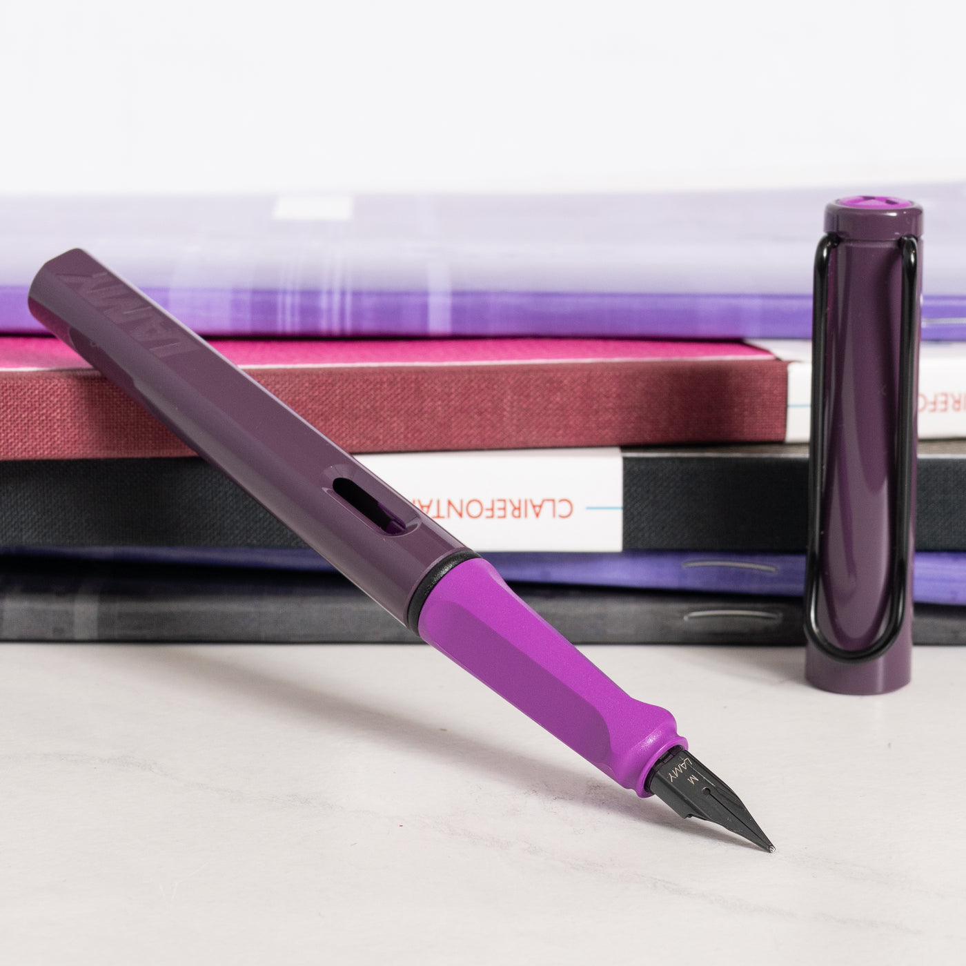 LAMY Safari 2024 Special Edition Violet Blackberry Fountain Pen uncapped
