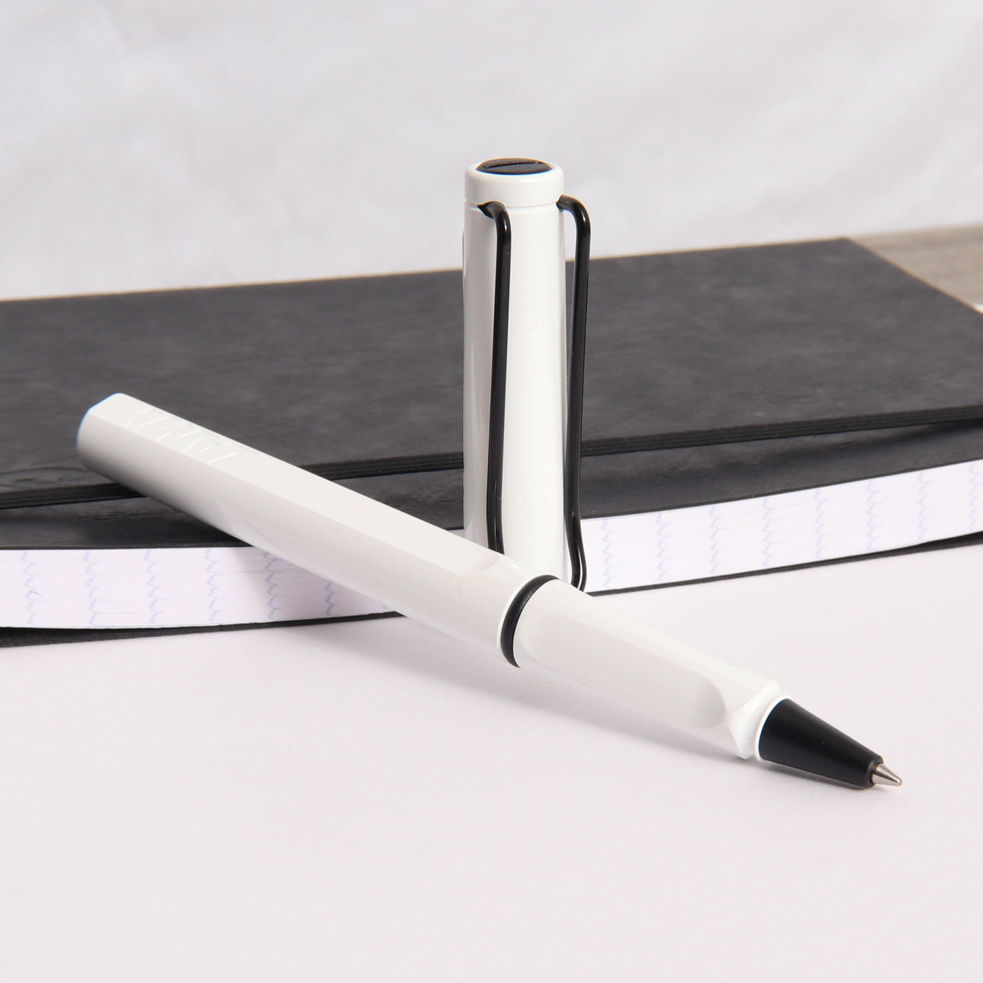 LAMY Safari Limited Edition White With Black Clip Rollerball Pen Uncapped