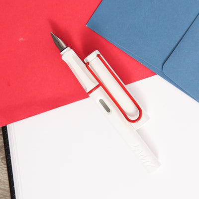     LAMY Safari Limited Edition White With Red Clip Fountain Pen With Ink Window