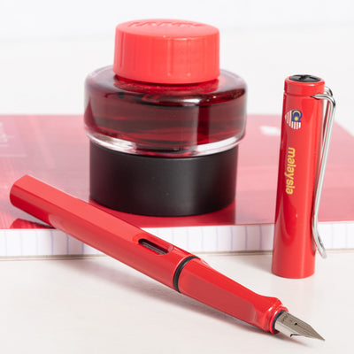 LAMY Safari Malaysia Special Edition Red Fountain Pen silver clip