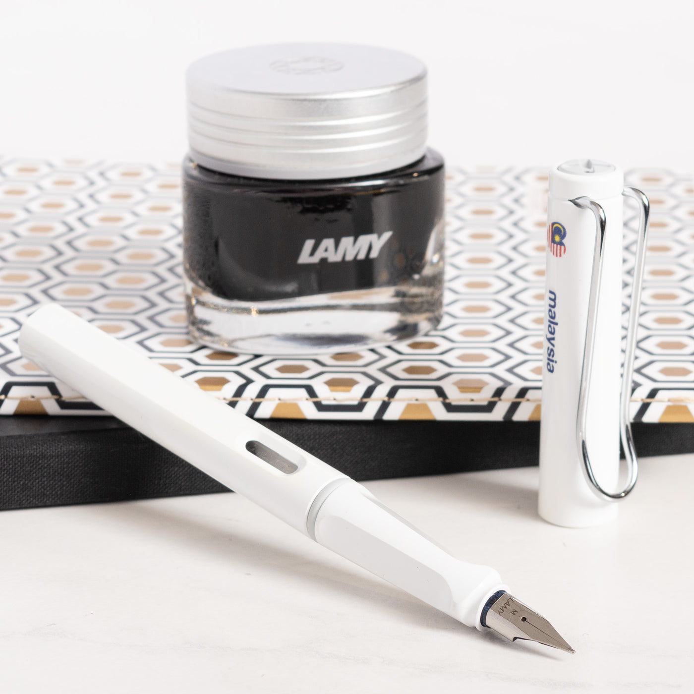 LAMY Safari Malaysia Special Edition White Fountain Pen silver clip