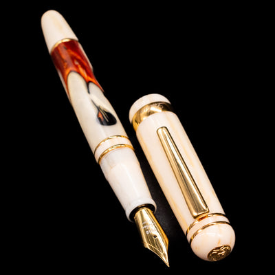 A full view of the Laban 326 Fountain Pen - Desert Mirage uncapped, with its cap laying next to the pen. 