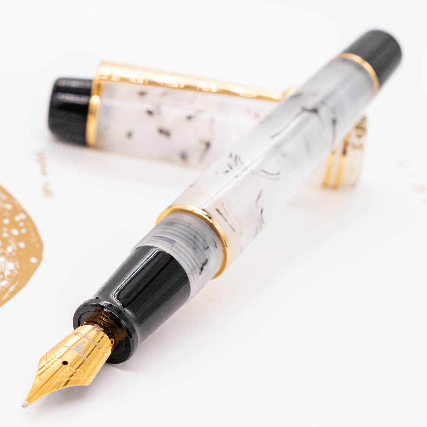 Leboeuf Pilgraim Smoke Gray Pearl Fountain Pen Uncapped