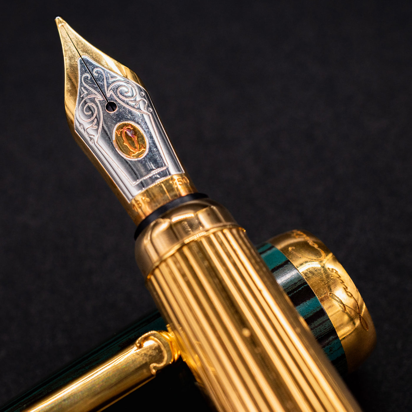 Louis Cartier Ebonite Green Fountain Pen 18k gold nib