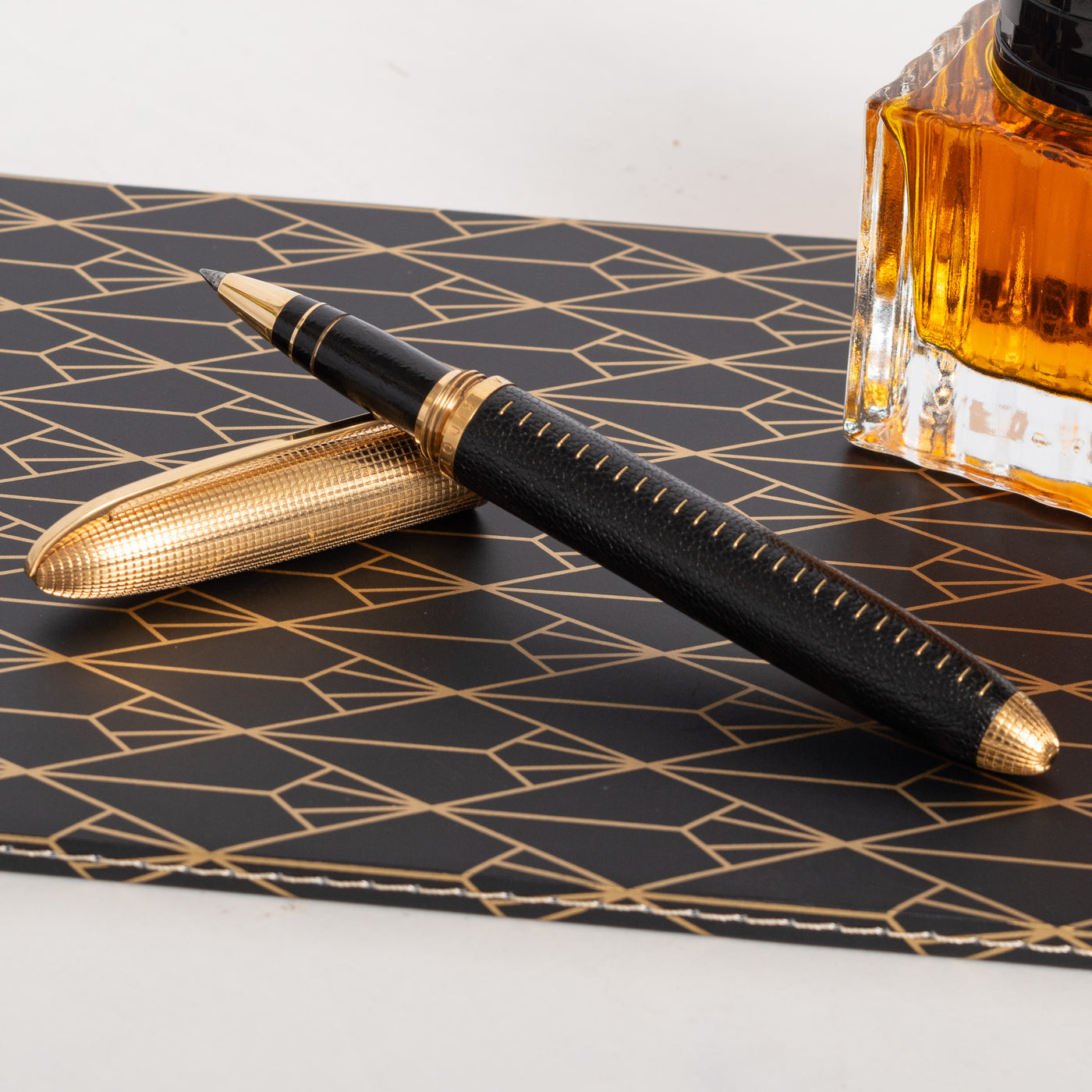 Louis Vuitton Doc Black Leather & Gold Rollerball Pen - Preowned