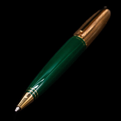 Full view of the Louis Vuitton Doc Lacquer Green & Gold Ballpoint Pen - Preowned with a focus on the tip.