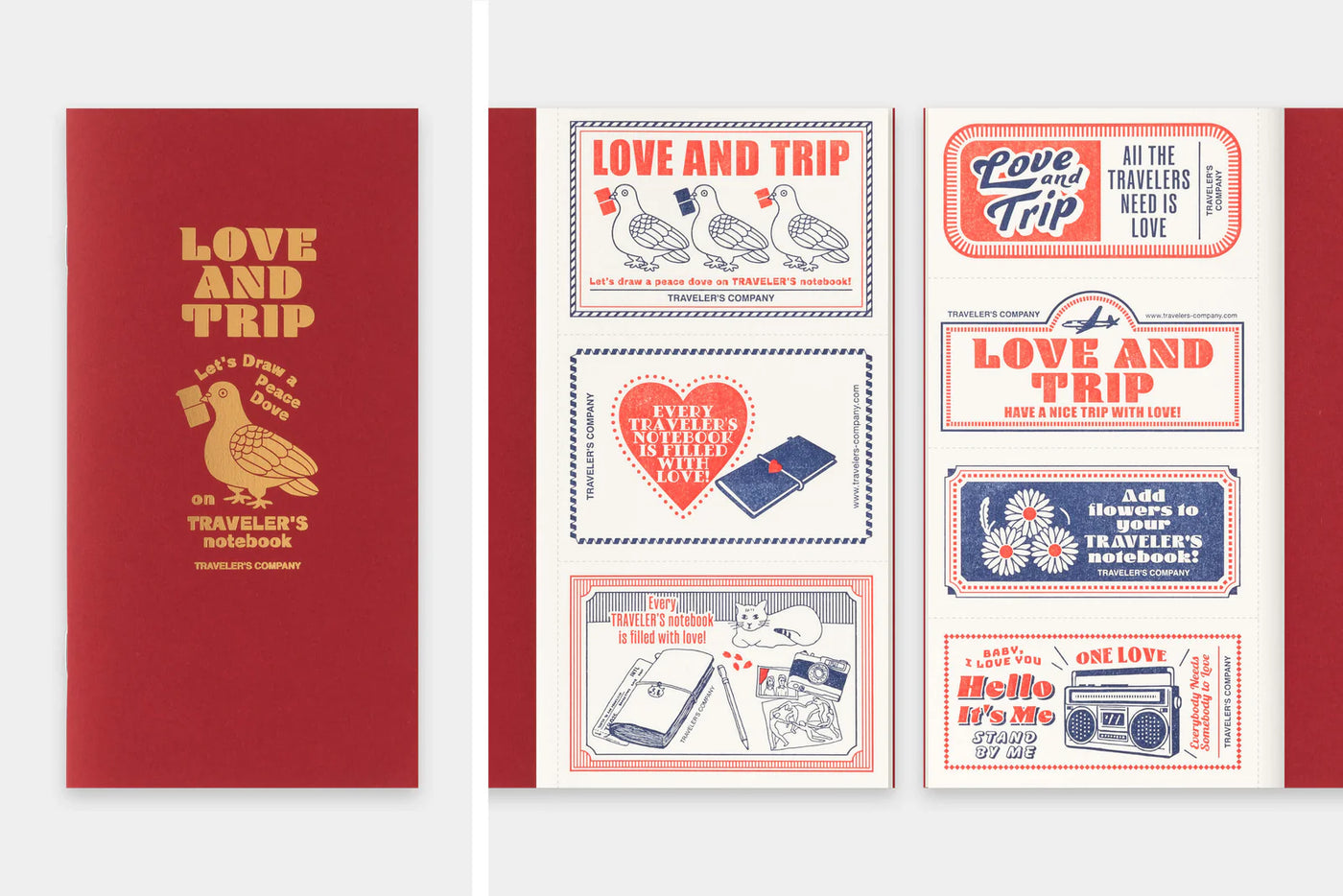 Traveler's Company Notebook Love and Trip Red Regular Refill