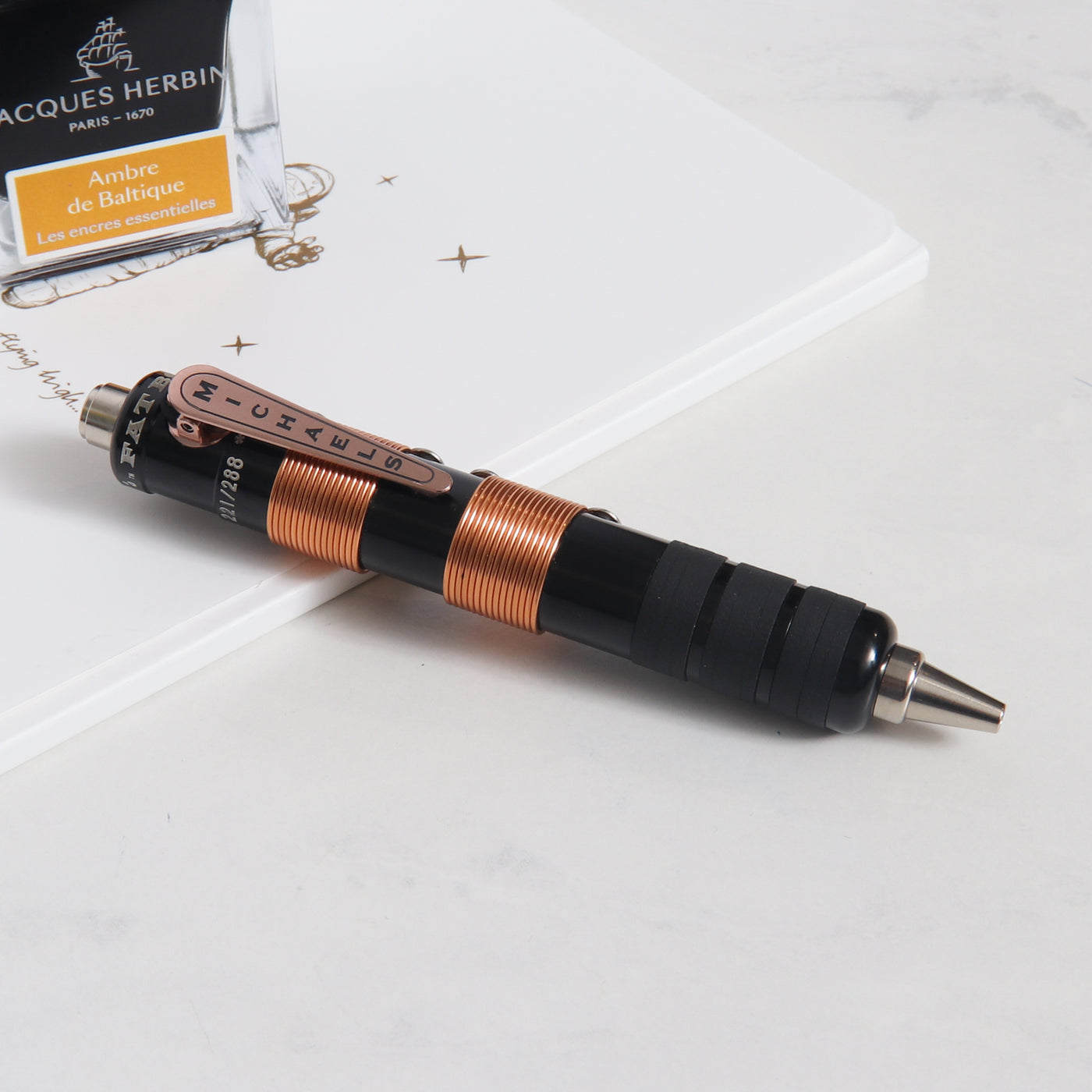Michael's Fatboy Limited Edition High Voltage Copper & Black TeslaCoil Ballpoint Pen - Preowned Closed