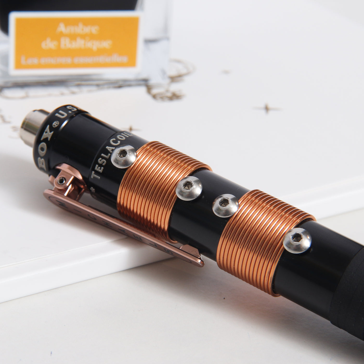Michael's Fatboy Limited Edition High Voltage Copper & Black TeslaCoil Ballpoint Pen - Preowned Details