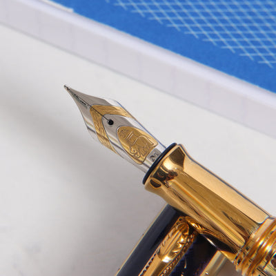 Michel Perchin Faberge Ribbed Blue & Vermeil Fountain Pen - Preowned Nib
