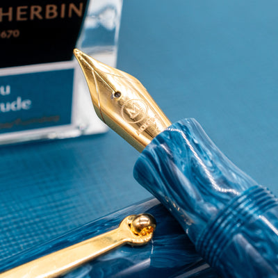 Molteni Modelo 54 Fountain Pen - Capri Blue & Gold stainless steel nib