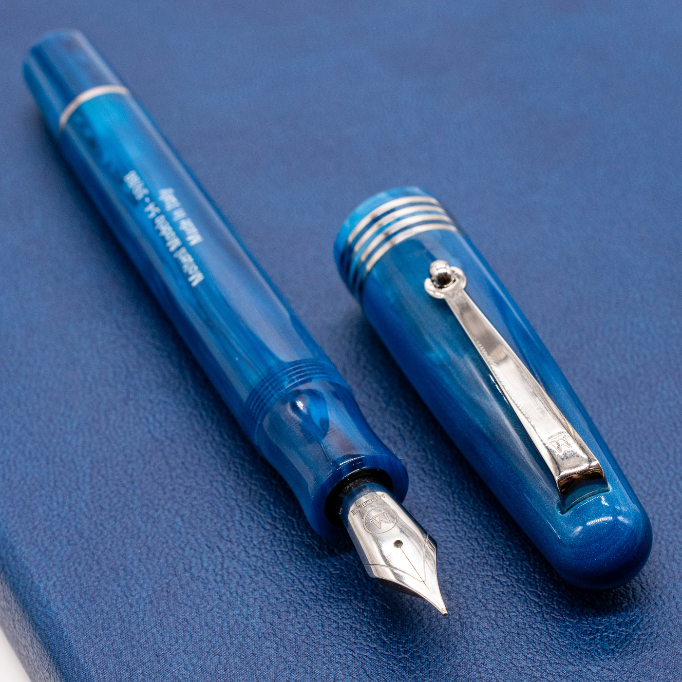  Molteni Modelo 54 Fountain Pen - Mare Blue & Rhodium dark