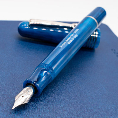 Molteni Modelo 54 Fountain Pen - Mare Blue & Rhodium uncapped