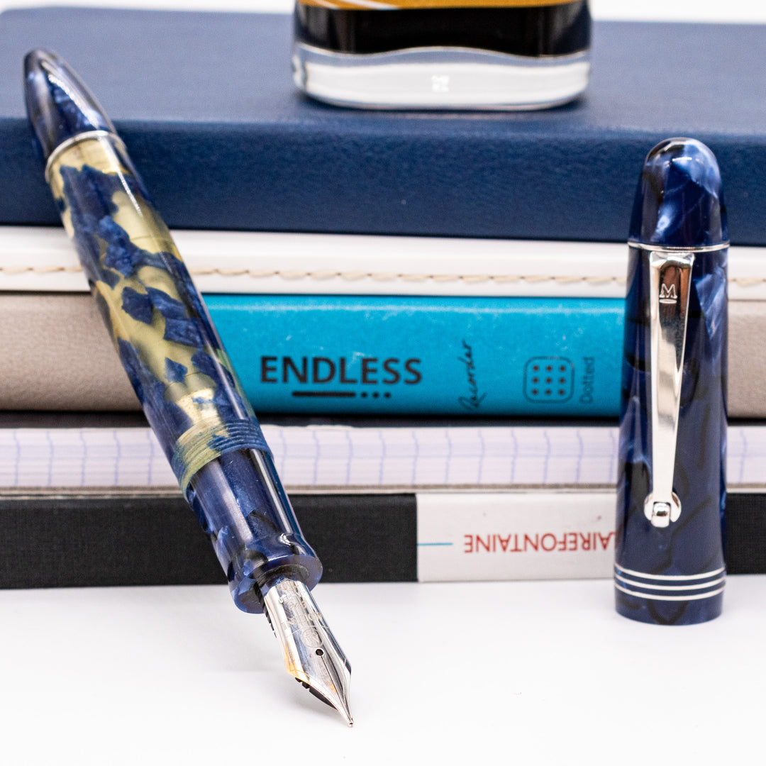 Jinhao Stylo-plume classique bleu paon en celluloïd, pointe